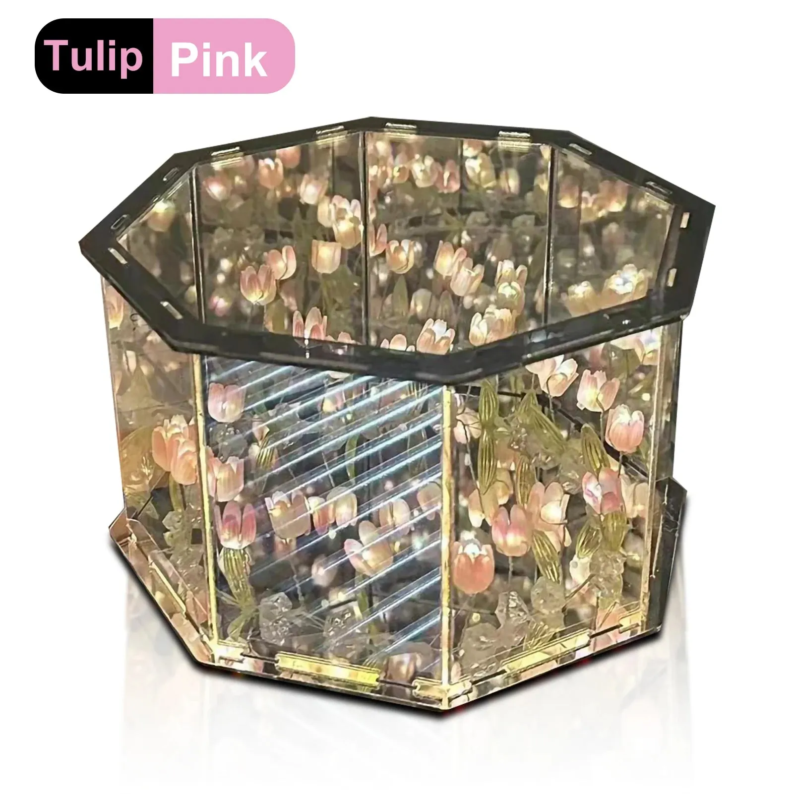 DIY Tulip LED Night Light – Magic Cube Table Lamp & Mirror 2-in-1 Decorative Gift