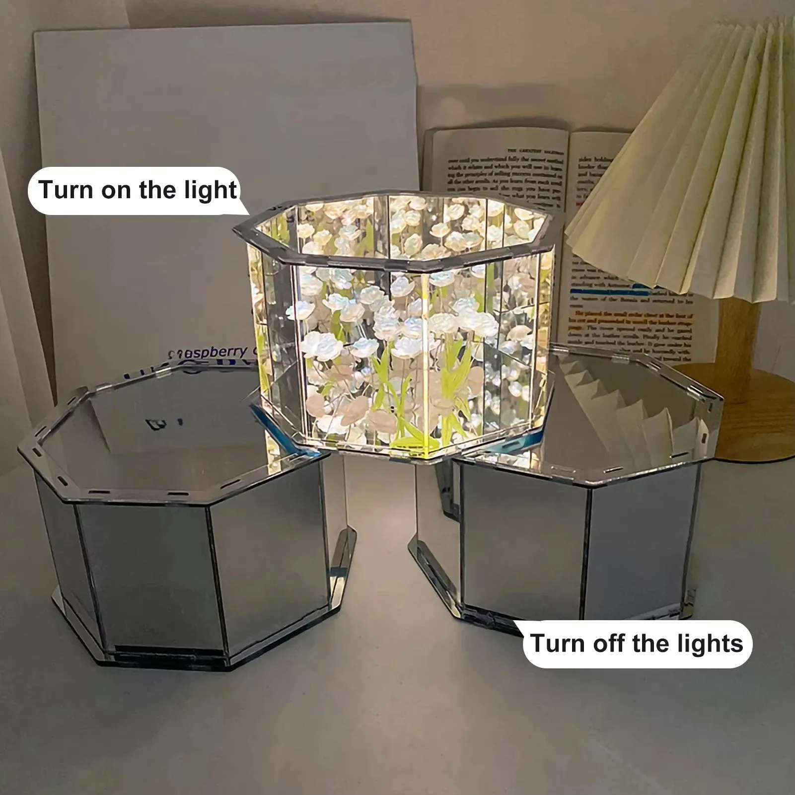 DIY Tulip LED Night Light – Magic Cube Table Lamp & Mirror 2-in-1 Decorative Gift