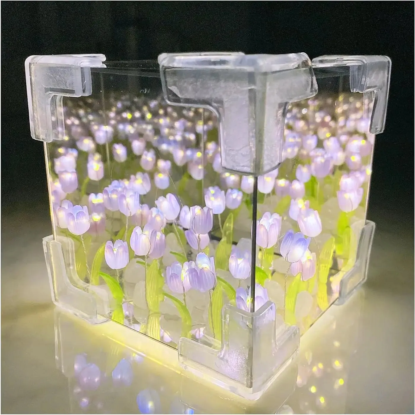 DIY Tulip LED Night Light – Magic Cube Table Lamp & Mirror 2-in-1 Decorative Gift