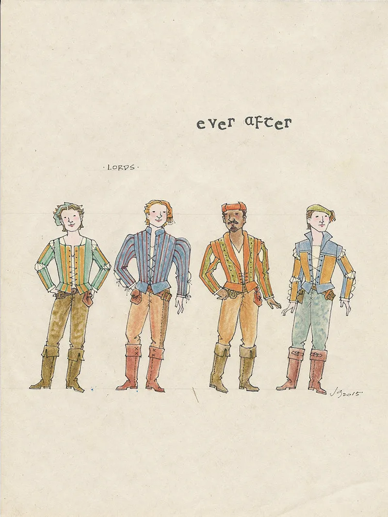 EVER AFTER - 'Lords Ensemble' No 1 Original Costume Sketch  by Jess Goldstein