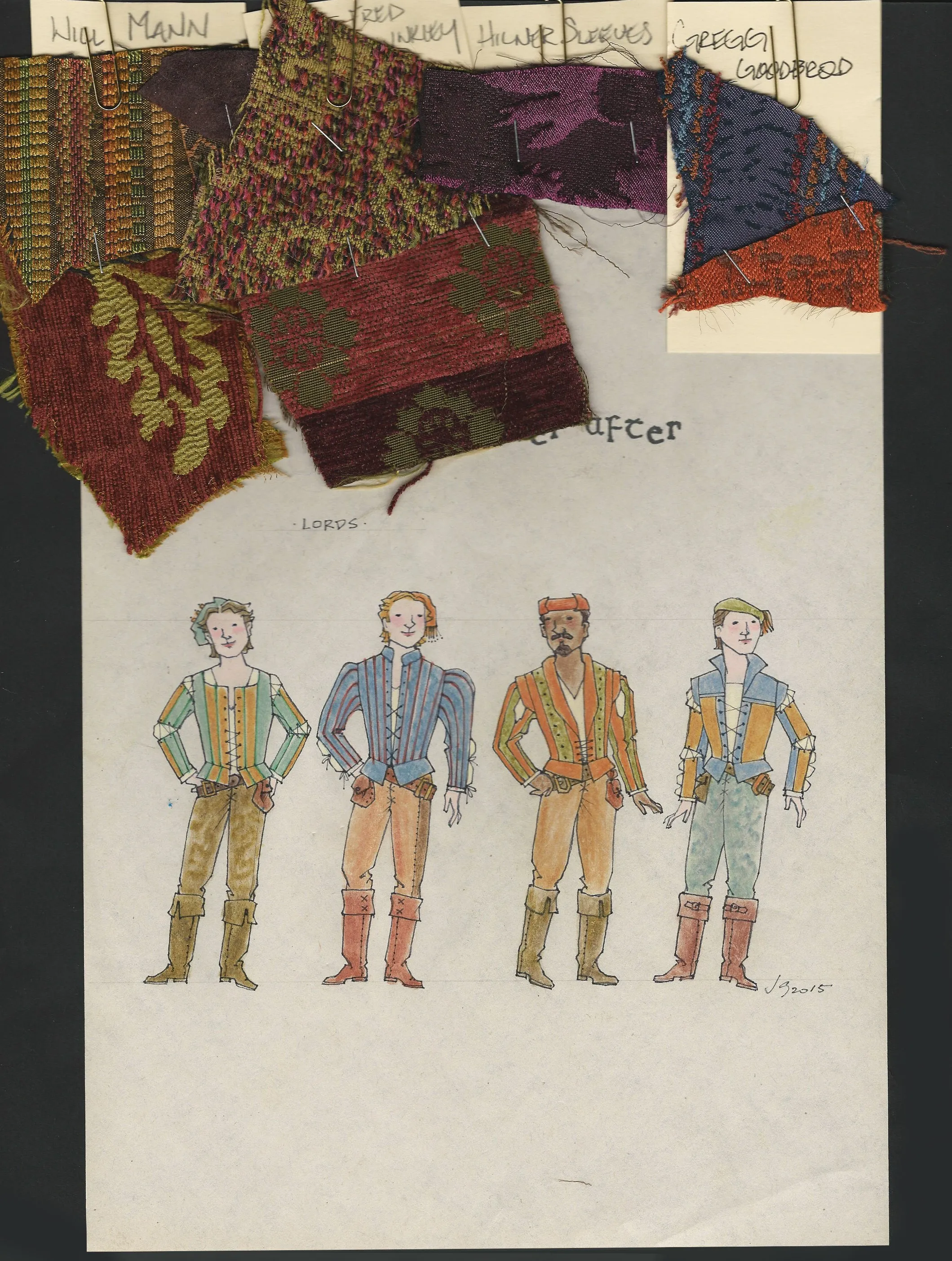 EVER AFTER - 'Lords Ensemble' No 1 Original Costume Sketch  by Jess Goldstein