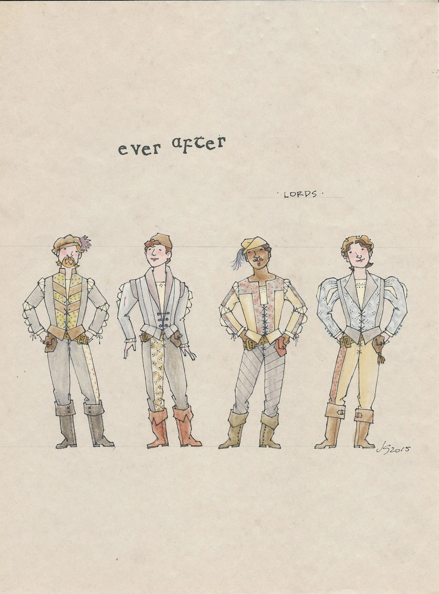 EVER AFTER - 'Lords Ensemble' No 3 Original Costume Sketch by Jess Goldstein