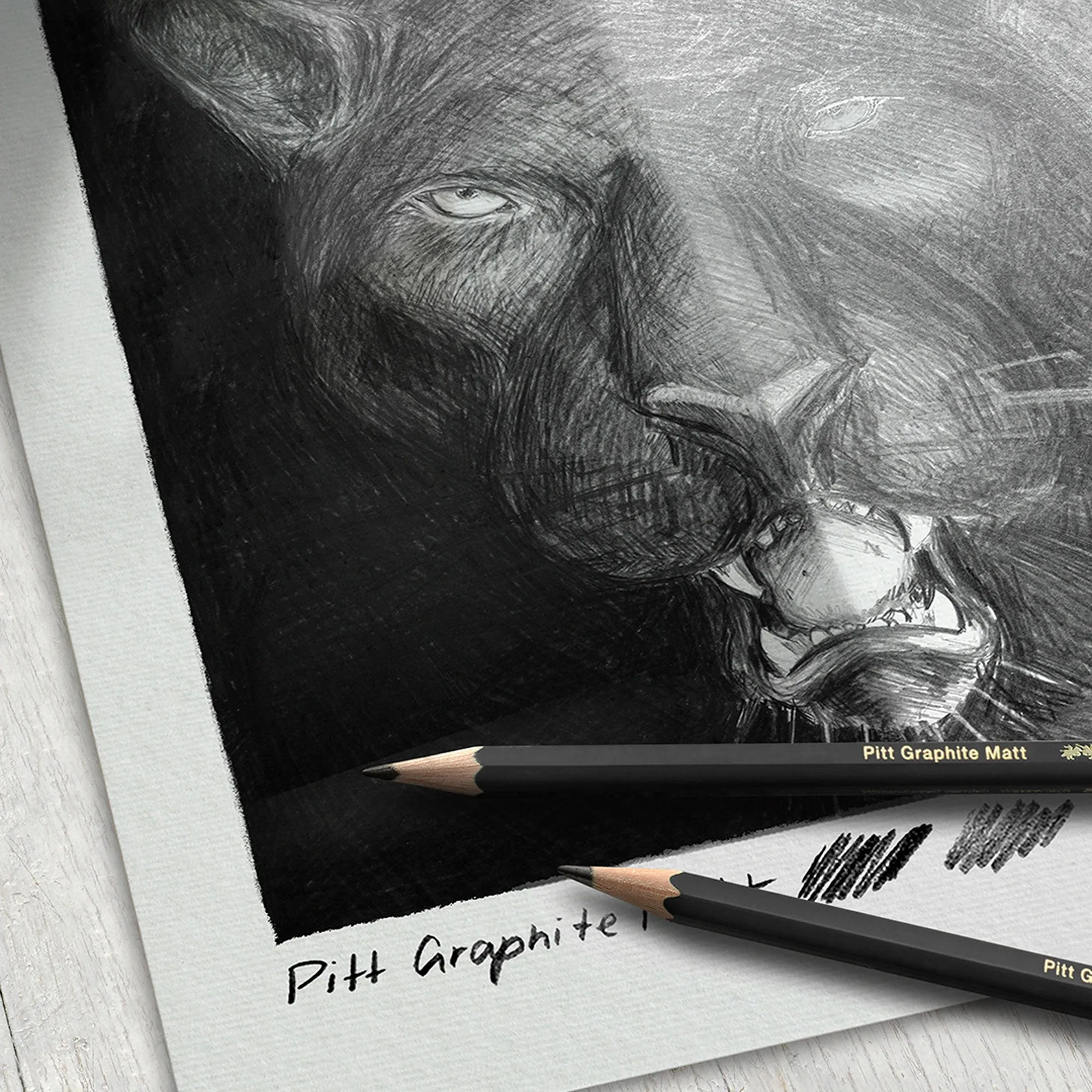 Faber-Castell Pitt Graphite Matt Pencil Set - 4 Pencils and Accessories - Ultra Black
