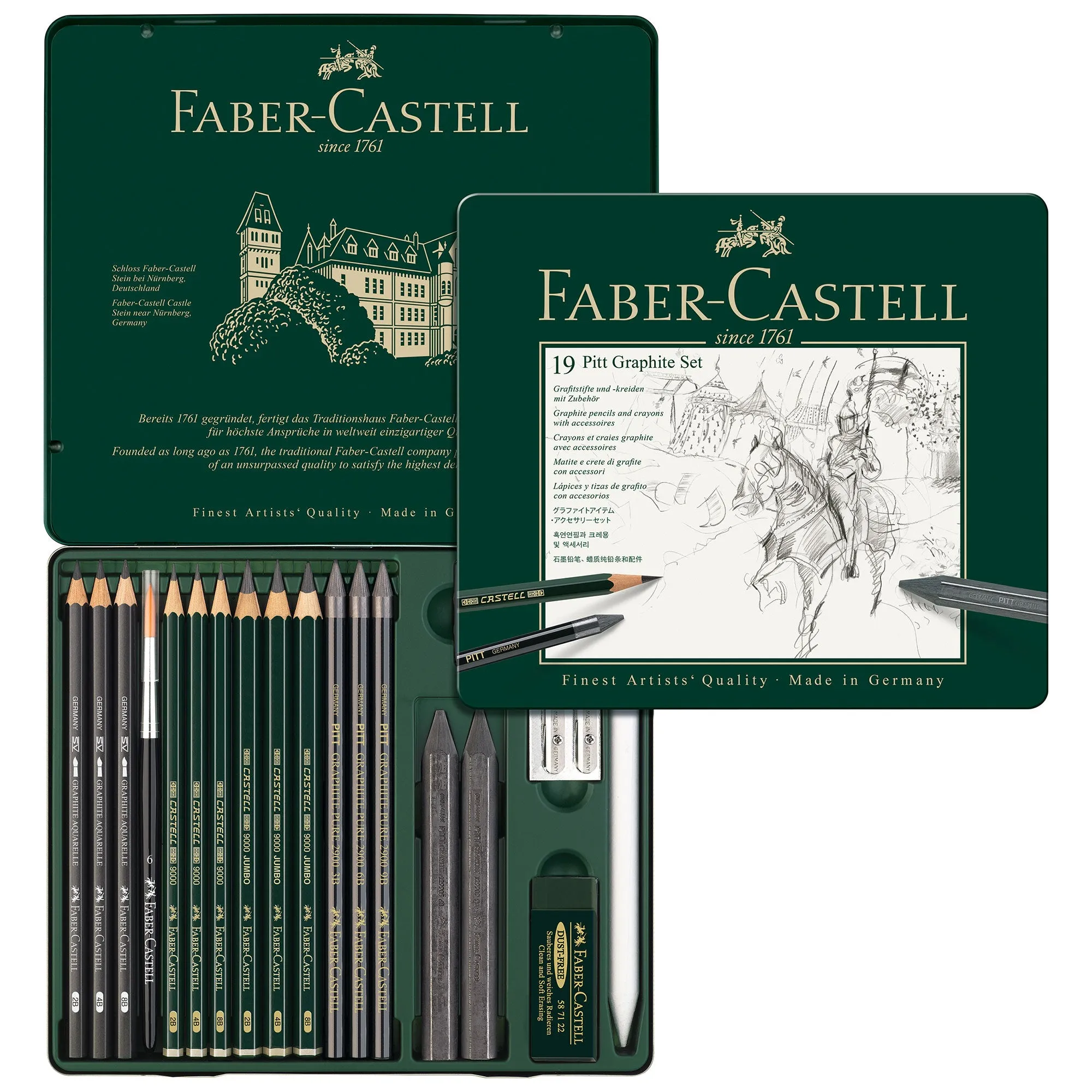 Faber-Castell Pitt Graphite Tin - Set of 19 Pencils and Accessories
