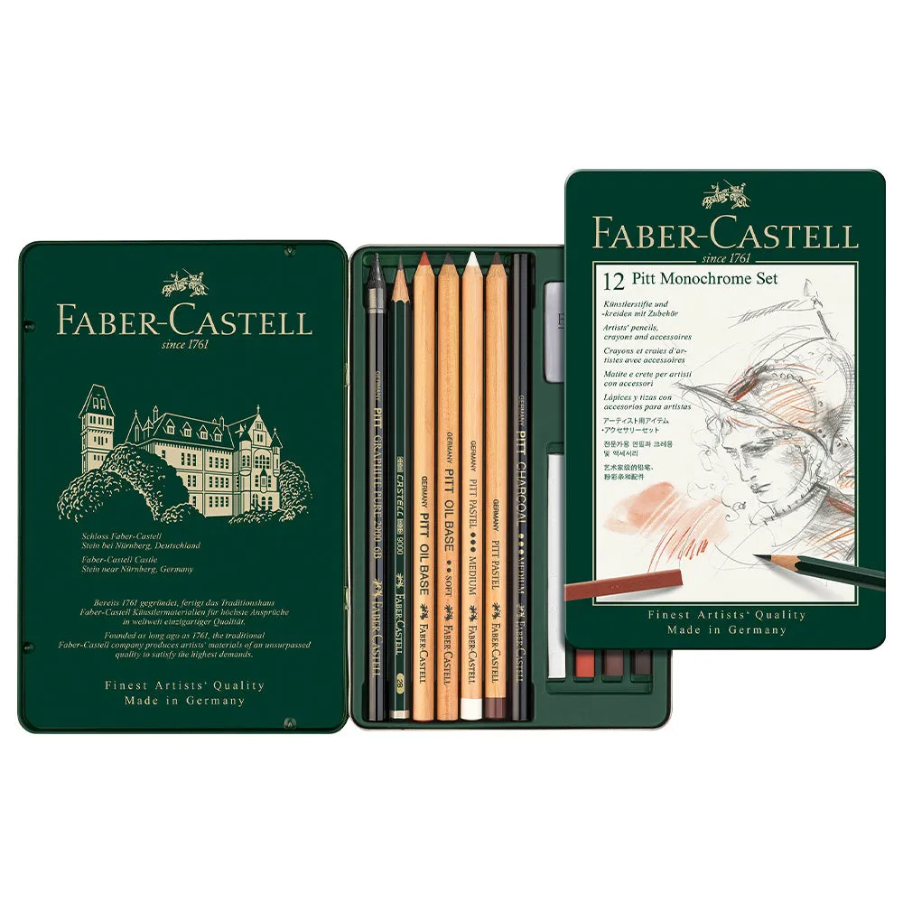 Faber-Castell Pitt Monochrome Set Tin of 12