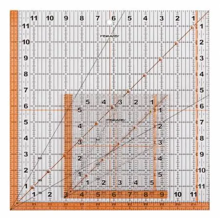 Fiskars 6-1/2in & 12-1/2in Square Acrylic Ruler Set