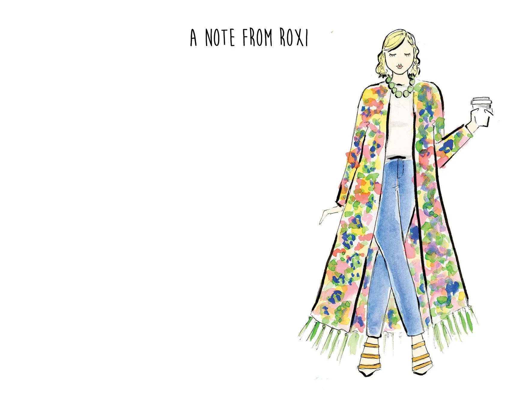 Floral Jacket Girl Personalized Stationery