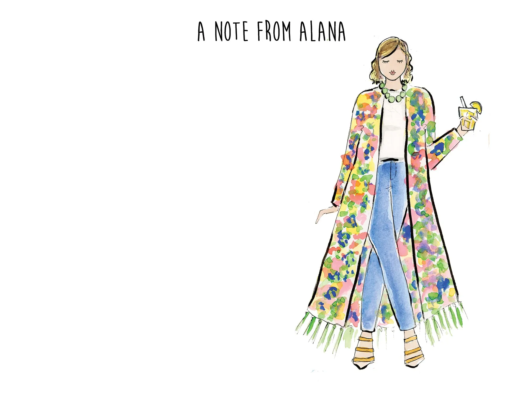 Floral Jacket Girl Personalized Stationery