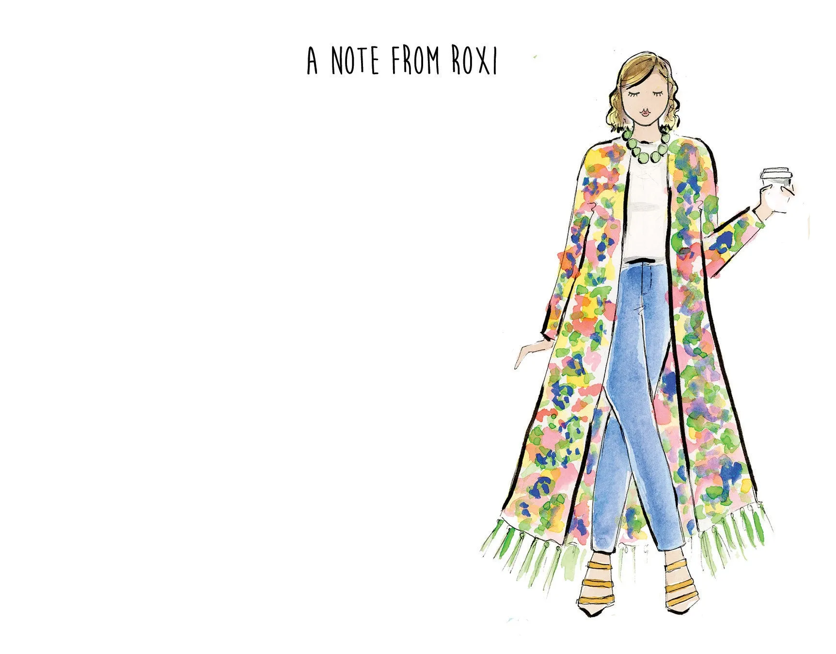 Floral Jacket Girl Personalized Stationery
