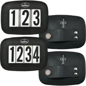 Hamag Leather Bridle Number Holder Pair of 2 BLACK 3 NUMBER