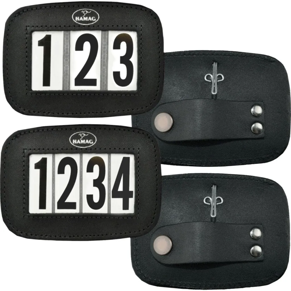 Hamag Leather Bridle Number Holder Pair of 2 BLACK 3 NUMBER
