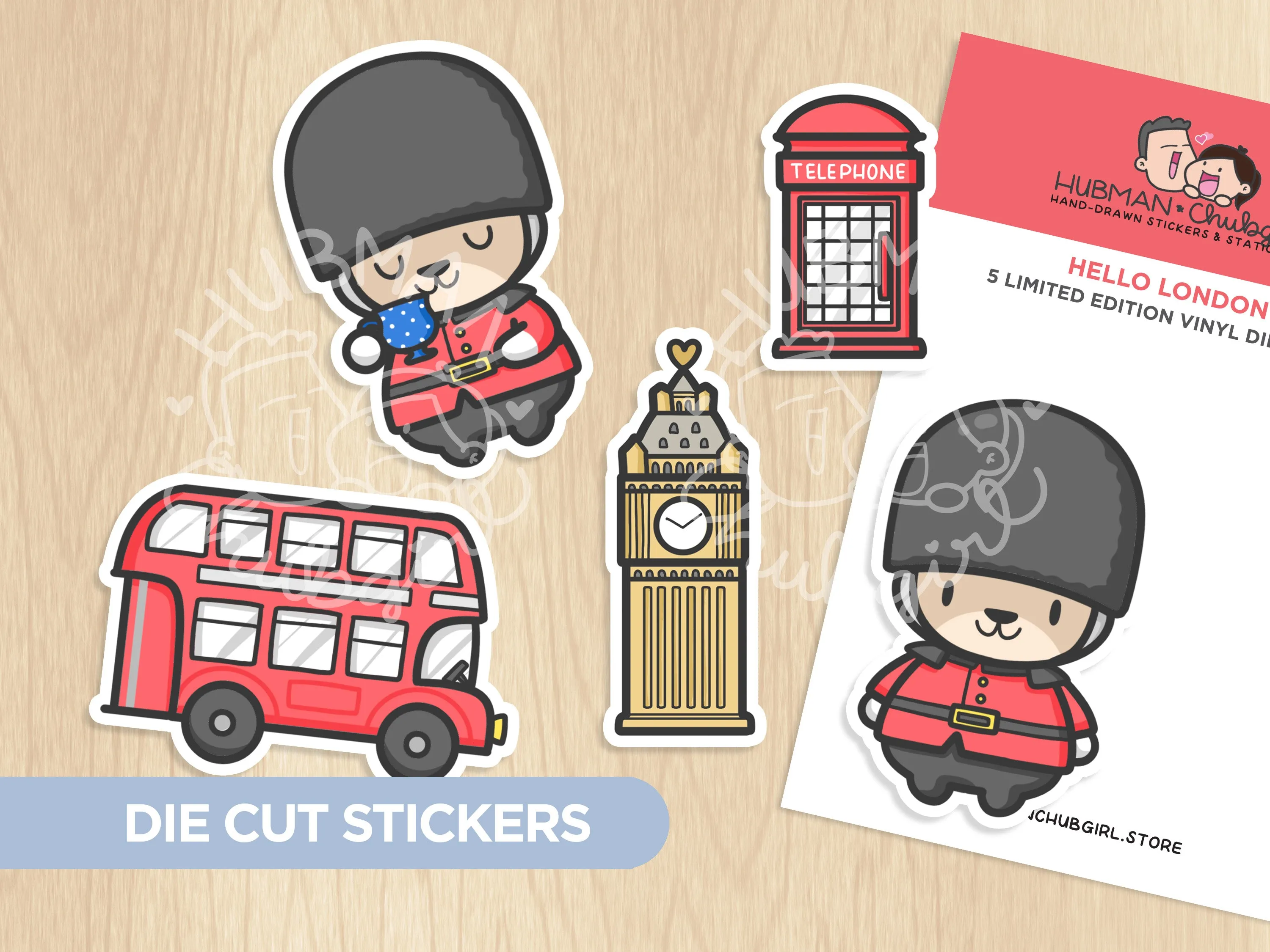 Hello London Die Cut Stickers (Set of 5)