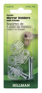 Hillman 122313 Mirror Holder with Mounting Screws, Clear Plastic