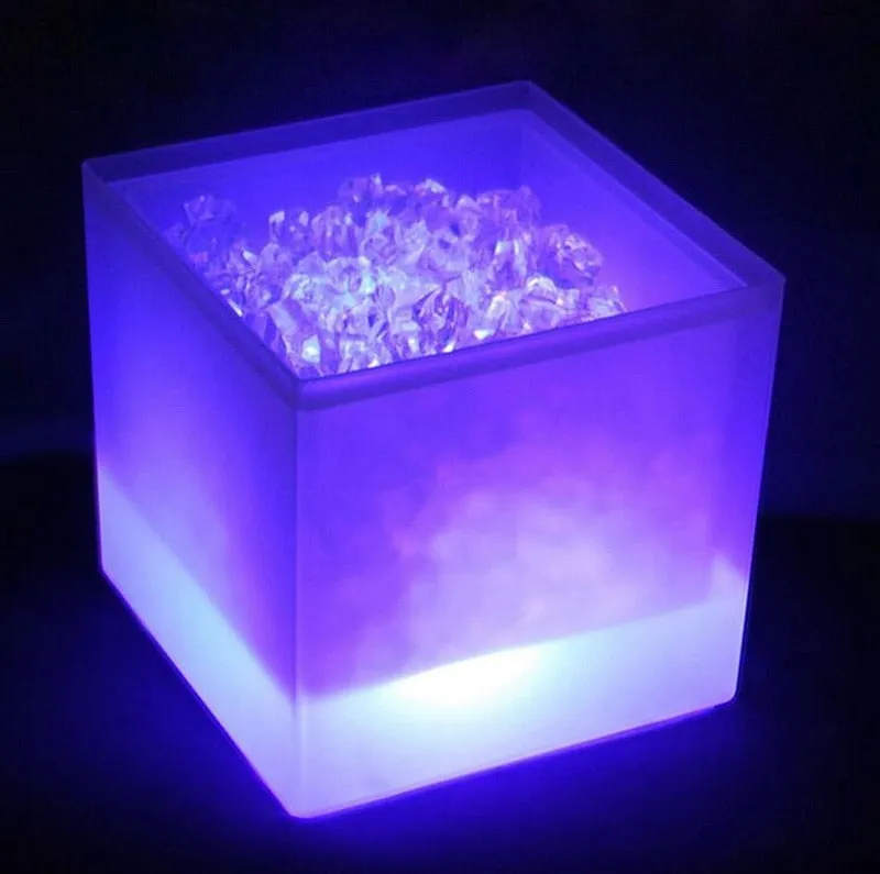 Hot sale style double layer transparent plastic LED ice bucket