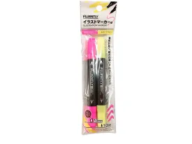 Illustration Marker Neon Pink Neon Yellow