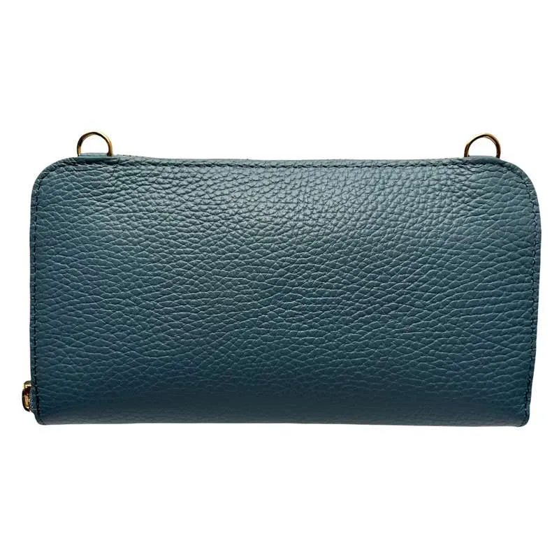 Italian Leather Cross-Body Bag Denim Blue