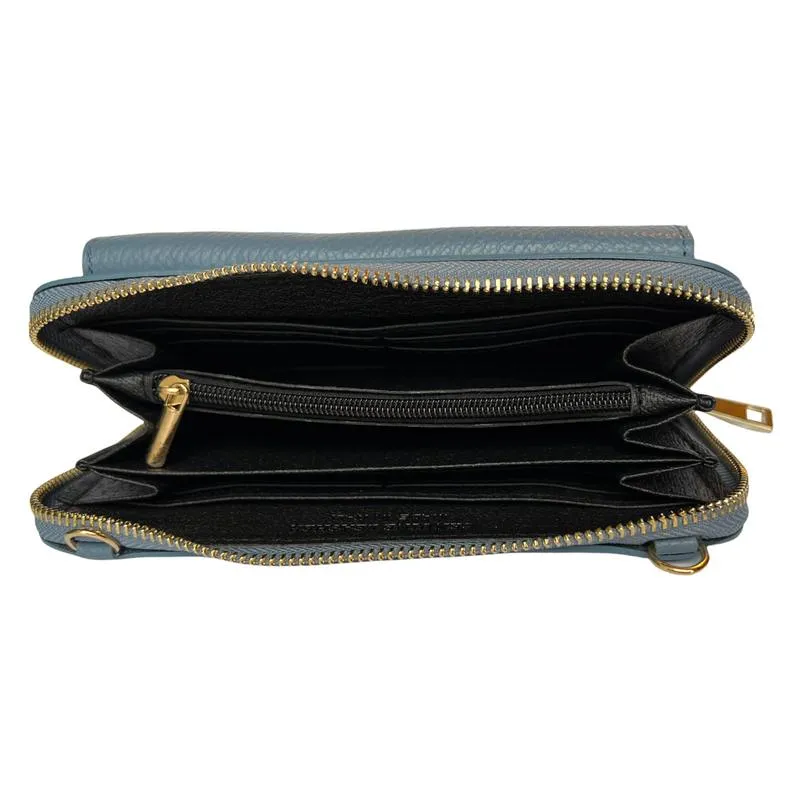 Italian Leather Cross-Body Bag Denim Blue