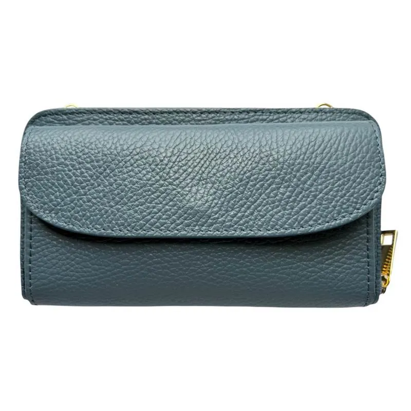 Italian Leather Cross-Body Bag Denim Blue