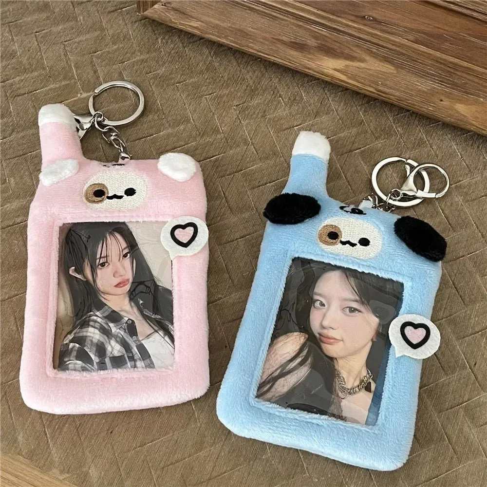 Kawaii Puppy Photocard Keychain | Cute 3-Inch Mobile Card Holder