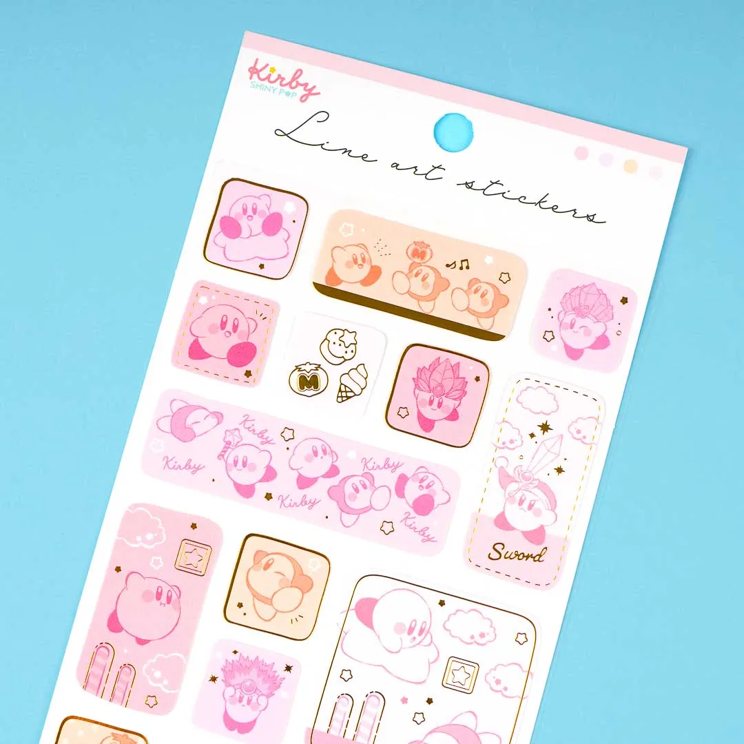 Kirby & Waddle Dee Line Art Stickers