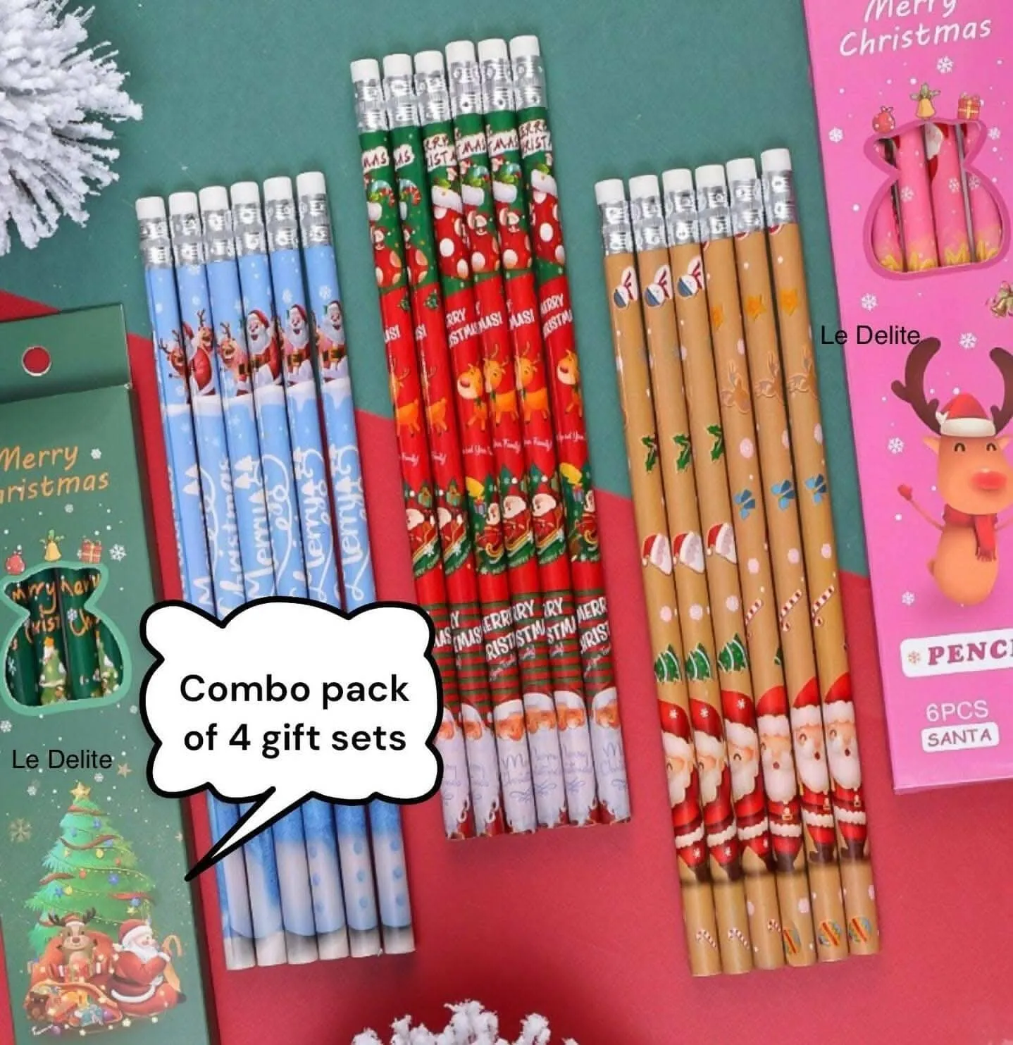 Le Delite christmas return gifts - pencil box (set of 4)