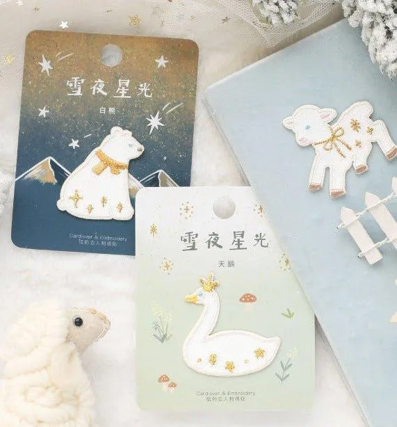 Letter Lovers Cute Animal Starlight Collection Glitter Decorative Embroidery Stickers NP-000062