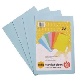 Marbig Manilla Folder Foolscap Light Blue Pack 20