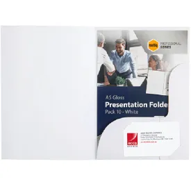Marbig Professional Presentation Folder A5 Gloss White Pack 10