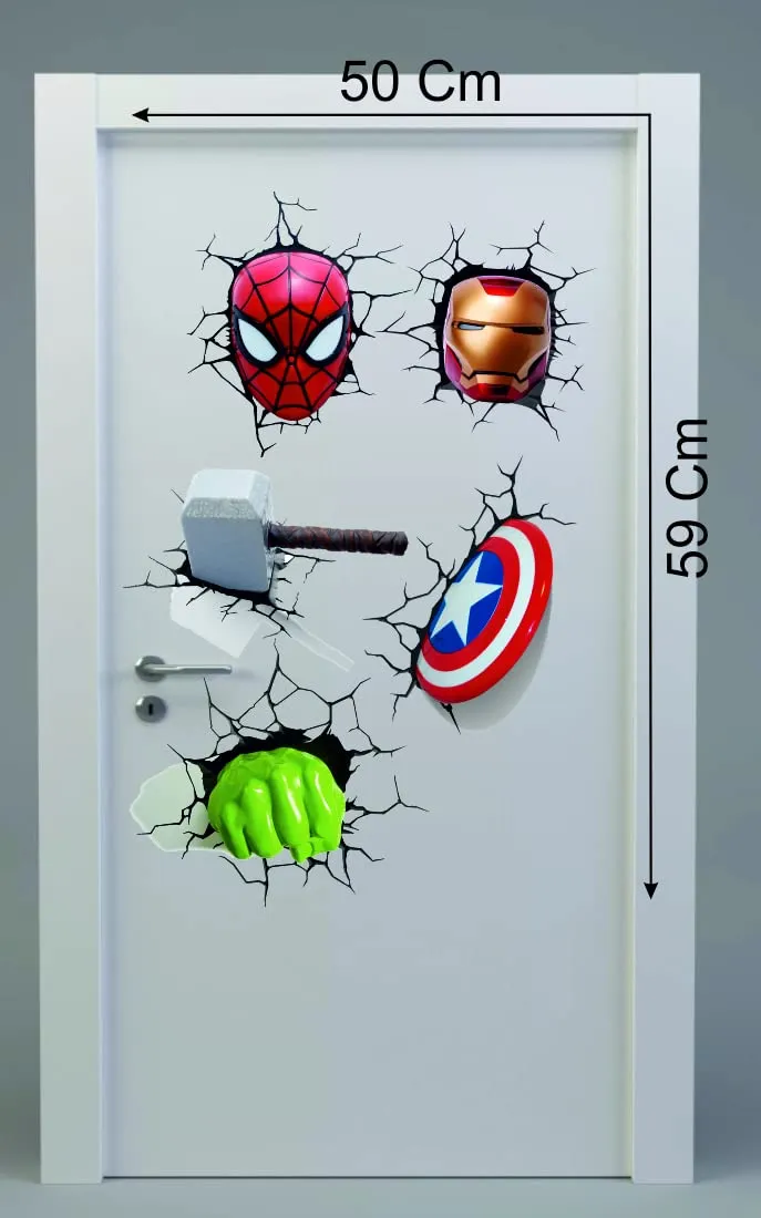 Meet Cute Avengers Tools Door Wall Sticker | Sticker for Living Room, Bedroom, Office (Vinyl, Standard, Multicolour)