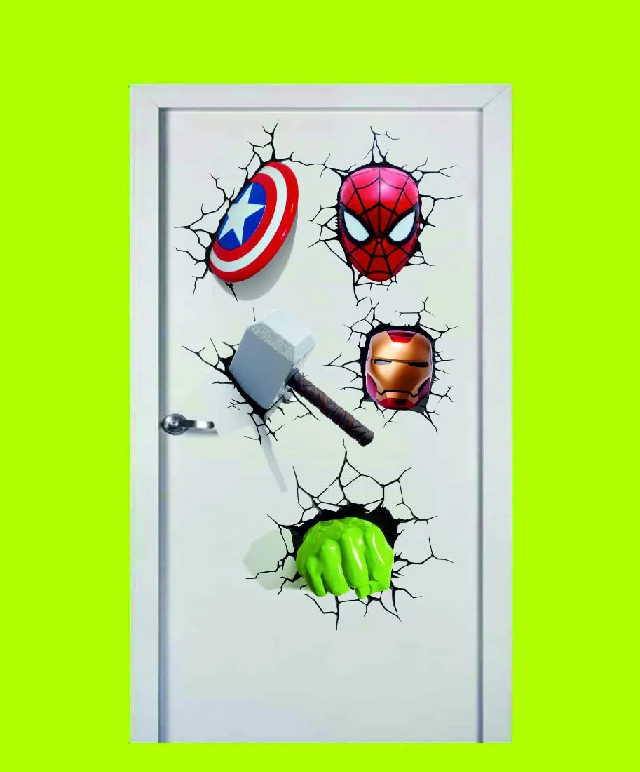 Meet Cute Avengers Tools Door Wall Sticker | Sticker for Living Room, Bedroom, Office (Vinyl, Standard, Multicolour)
