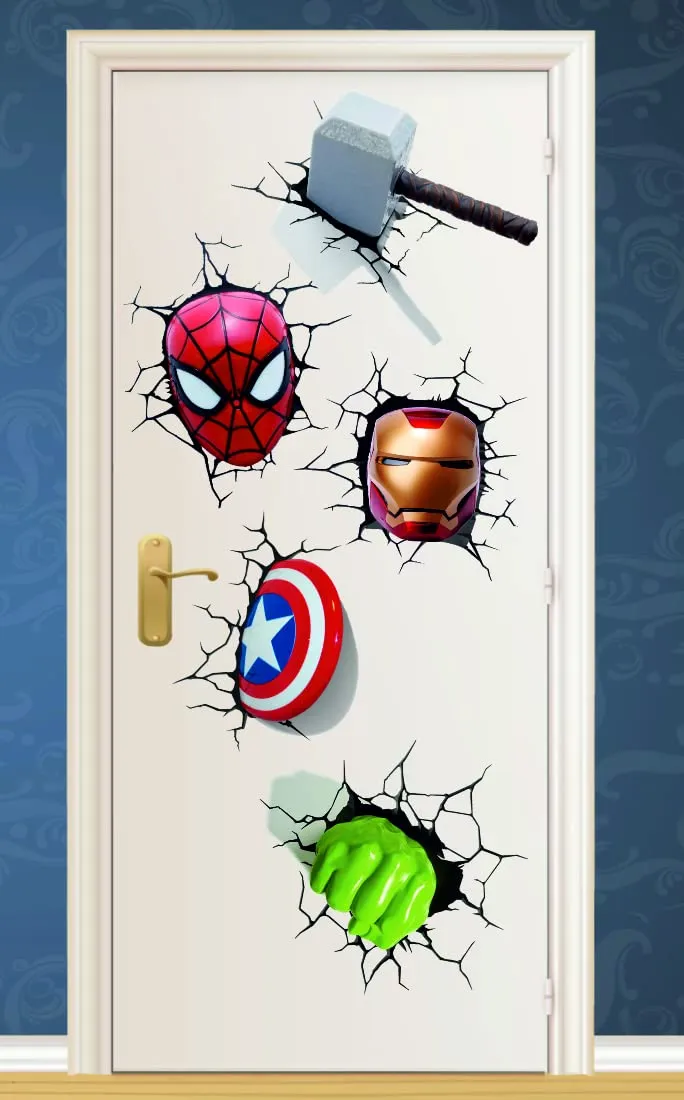Meet Cute Avengers Tools Door Wall Sticker | Sticker for Living Room, Bedroom, Office (Vinyl, Standard, Multicolour)