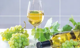Meet Cute Grapes Juice Kitchen Wall Sticker Vinyl Abstract Wall, Tile Sticker Decal Sticker Heat-Resistant Waterproof Tile Sticker Desg_32