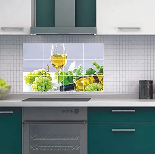 Meet Cute Grapes Juice Kitchen Wall Sticker Vinyl Abstract Wall, Tile Sticker Decal Sticker Heat-Resistant Waterproof Tile Sticker Desg_32