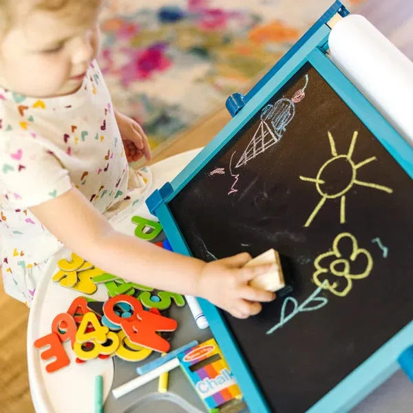 Melissa & Doug Double-Sided Magnetic Wooden Tabletop Easel