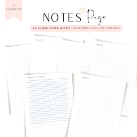 Notes Page Printable