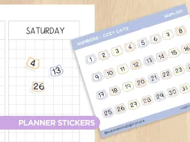 Numbers - Cozy Cat Planner Stickers