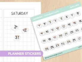 Numbers - Parisian Cafe Planner Stickers