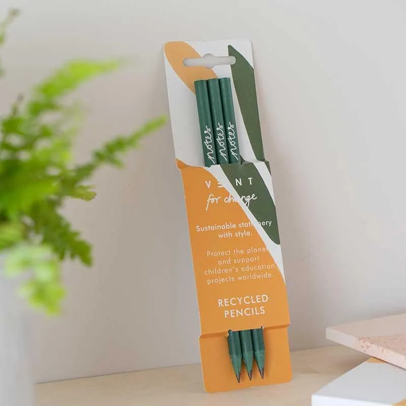 Olive Green Recycled Pencils - Notes Sleeve