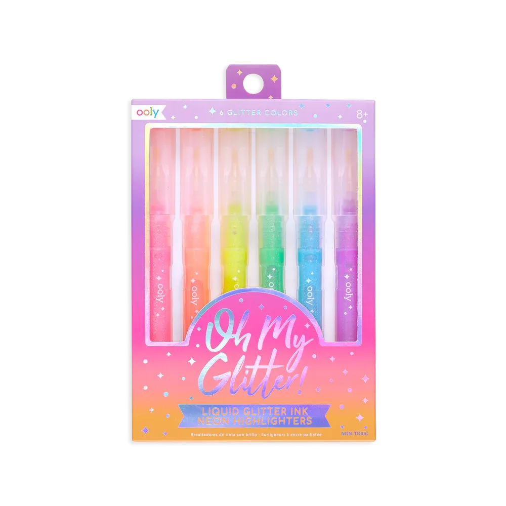 Ooly 6 Oh My Glitter Neon Highlighters Stationary Art and craft for kids 6yrs 