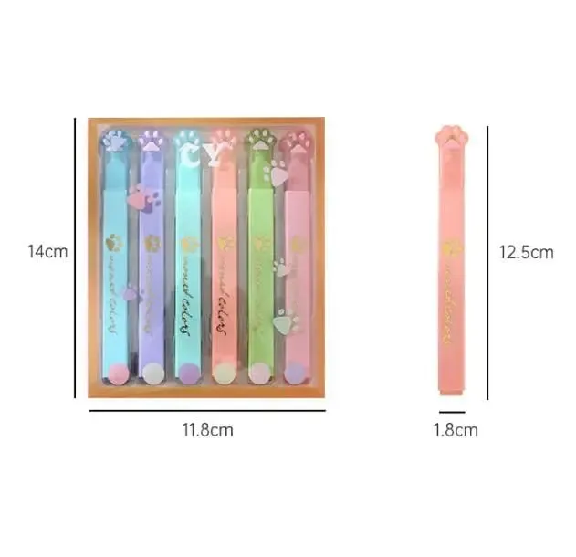 PACK 0F 6 PAW HIGHLIGHTER PENS