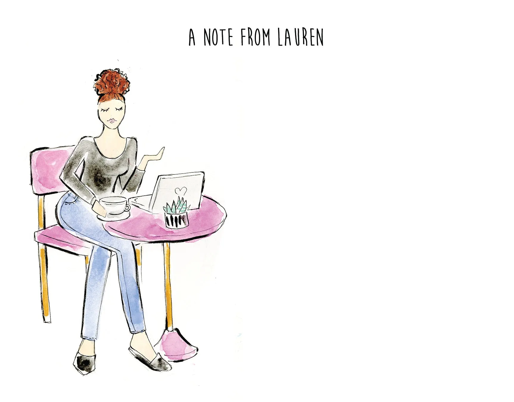 Pink Cafe Girl Personalized Stationery