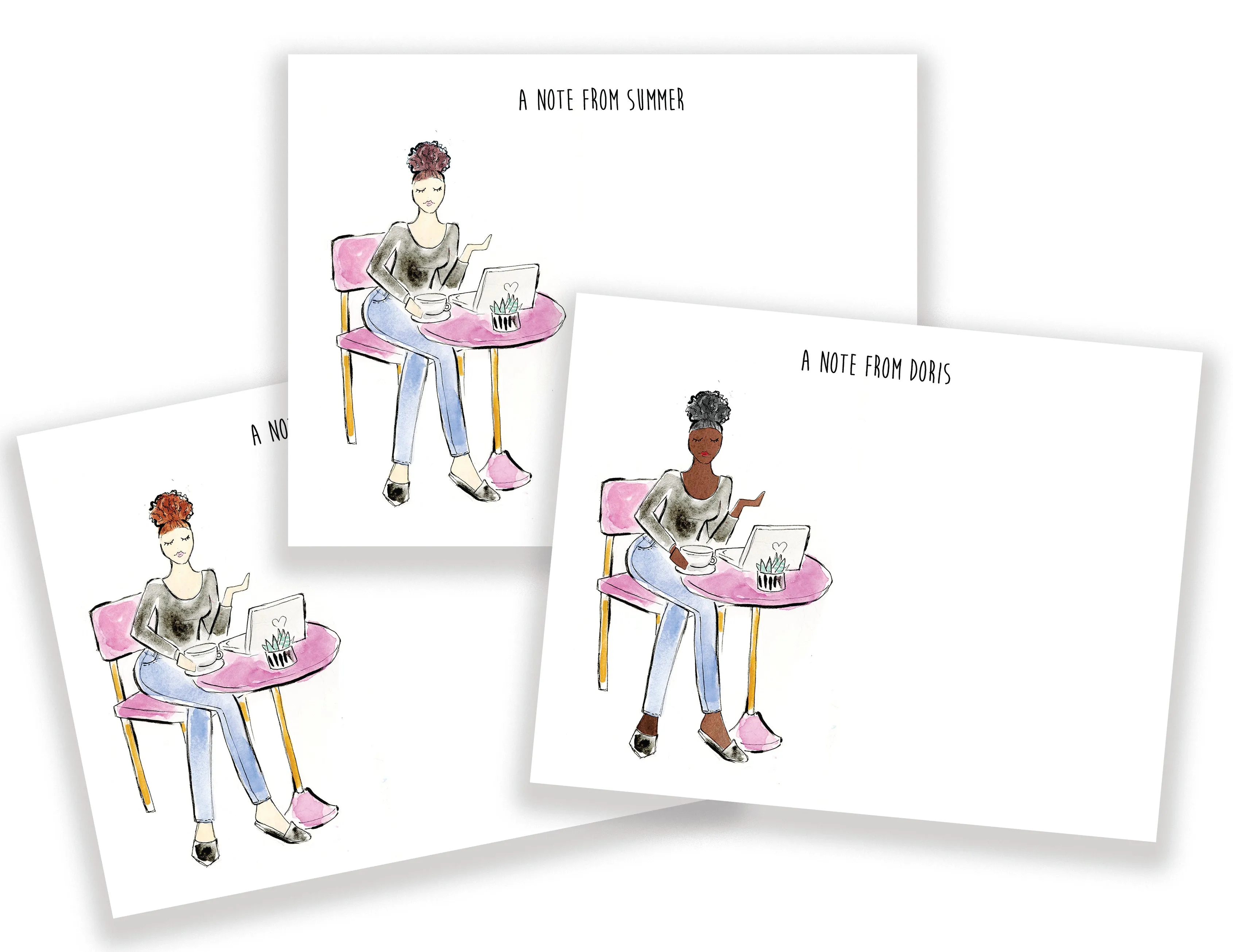 Pink Cafe Girl Personalized Stationery