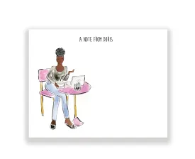 Pink Cafe Girl Personalized Stationery