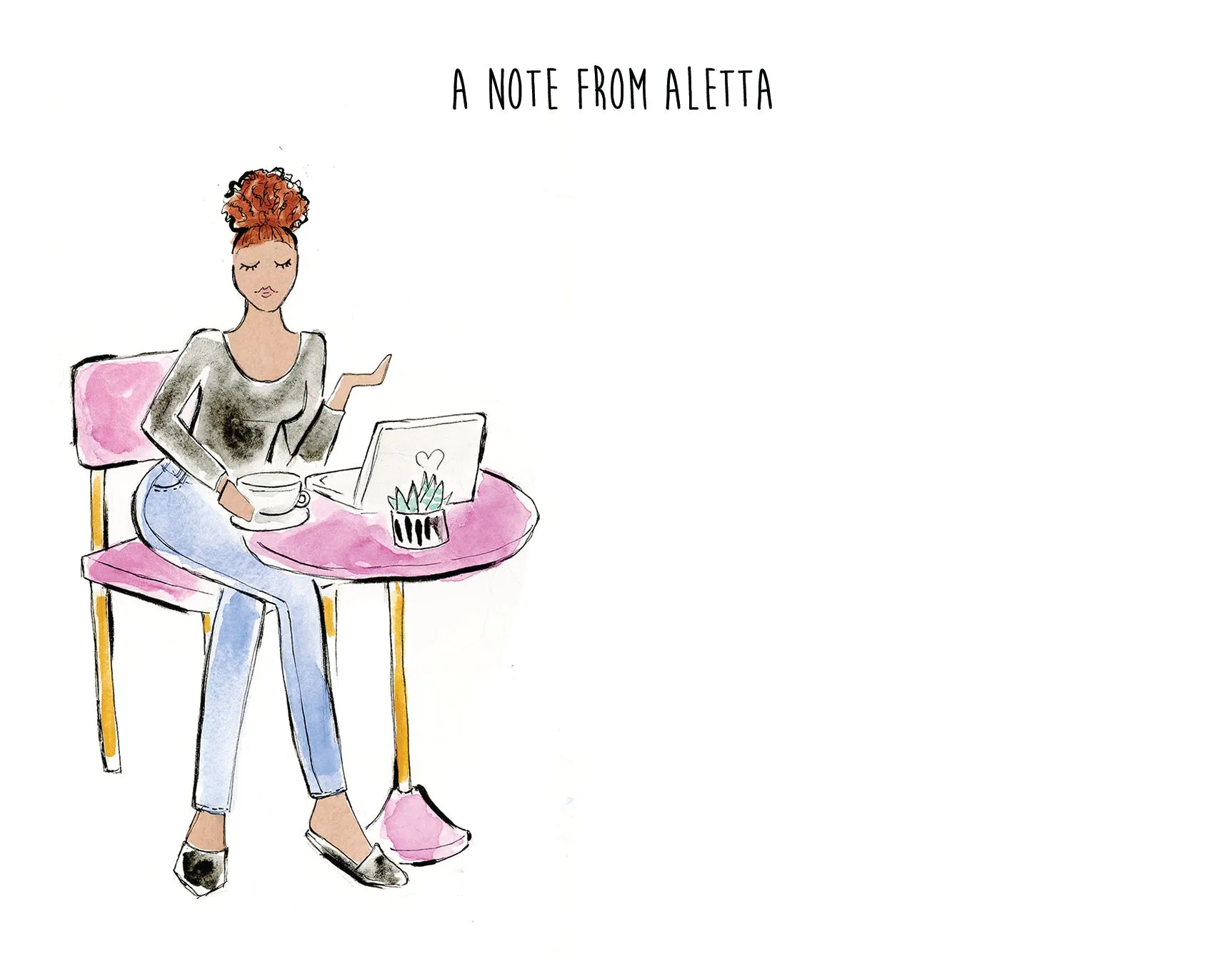 Pink Cafe Girl Personalized Stationery