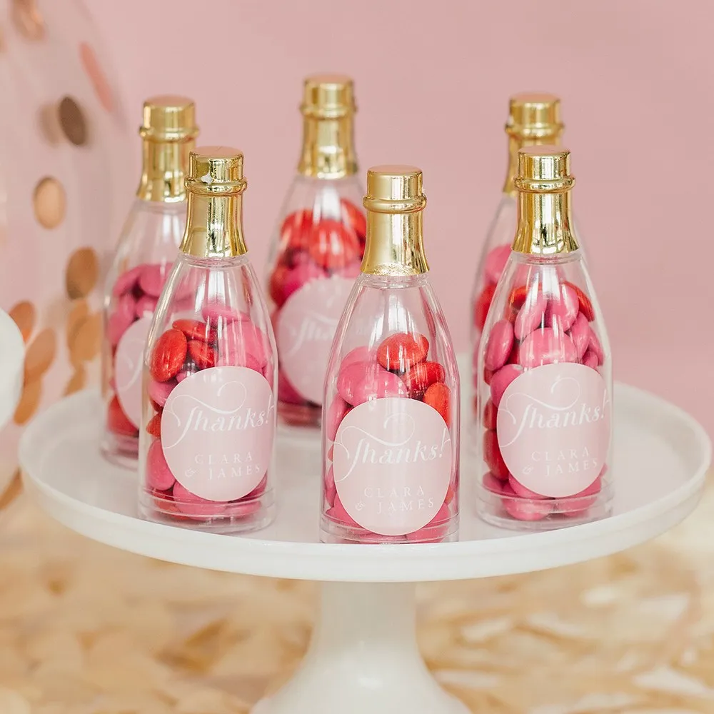 Plastic Champagne Bottle with Gold Lid Wedding Favor (Pack of 3)