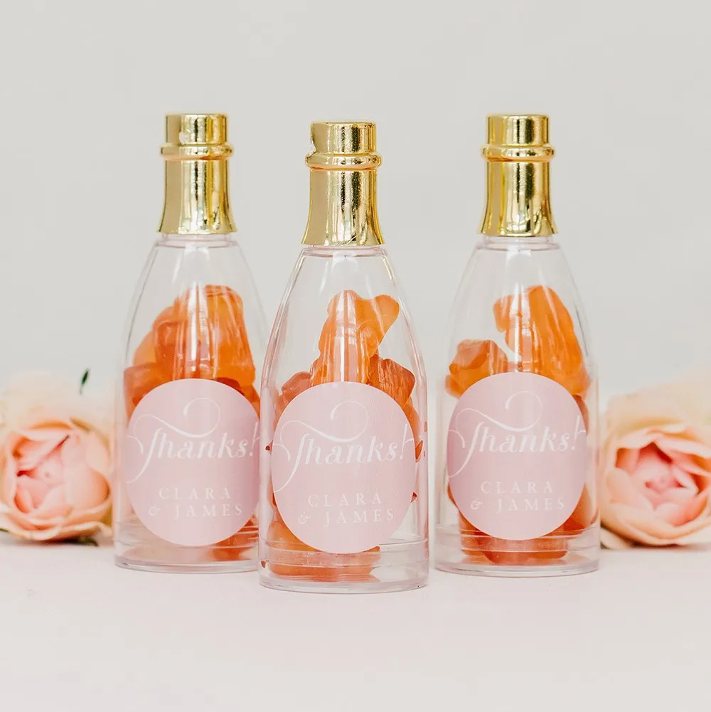 Plastic Champagne Bottle with Gold Lid Wedding Favor (Pack of 3)