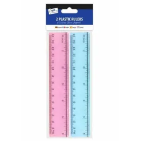 Plastic Rulers - 2 Pack Assorted 6" School Stationery Measure Drawing Maths