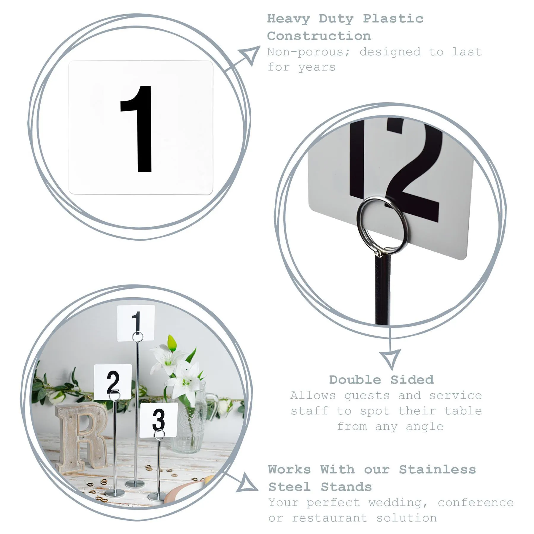 Plastic Table Numbers - 1 to 50 - By Argon Tableware