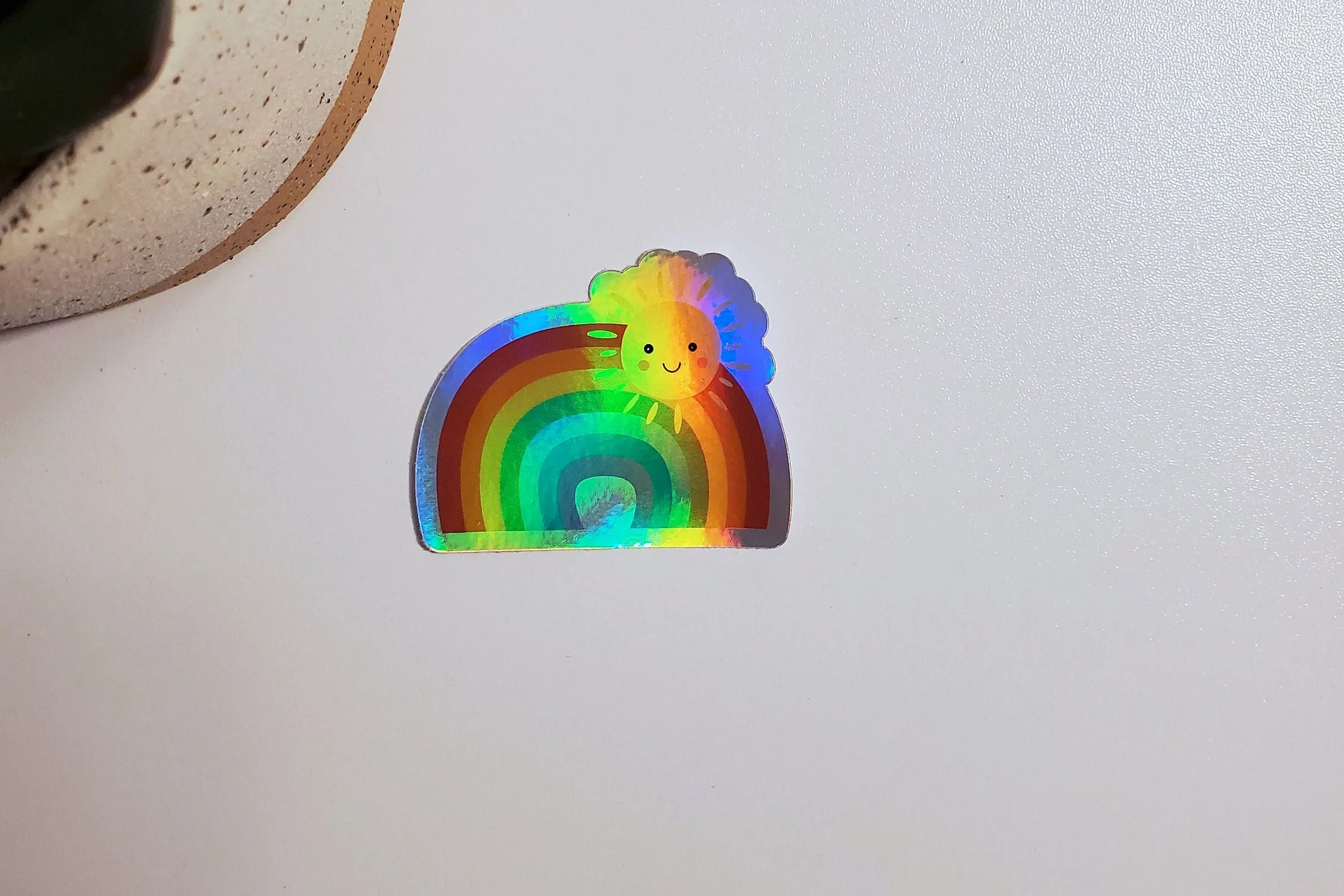 Rainbow and Sun Holographic Vinyl Sticker