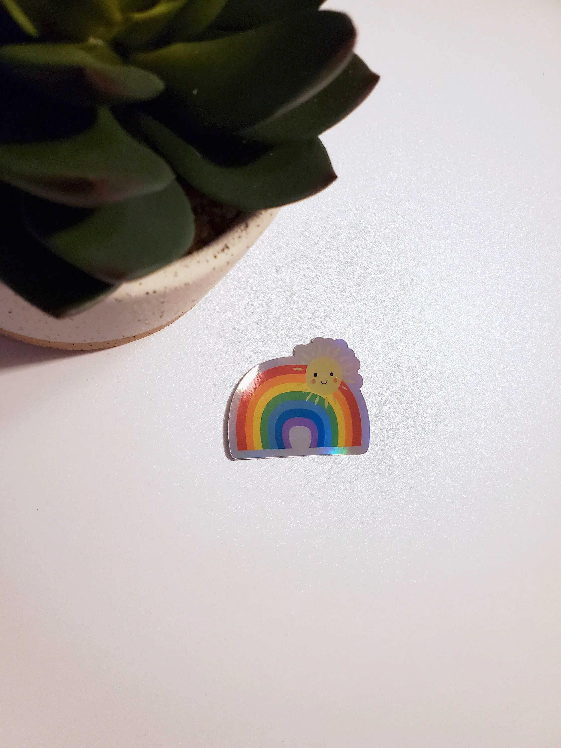 Rainbow and Sun Holographic Vinyl Sticker